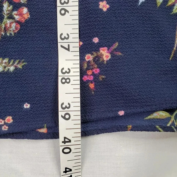 Moa Moa Dress Women Plus 2X Navy Blue Floral Bell Sleeve Lace Trim Lined Boho - Picture 10 of 13